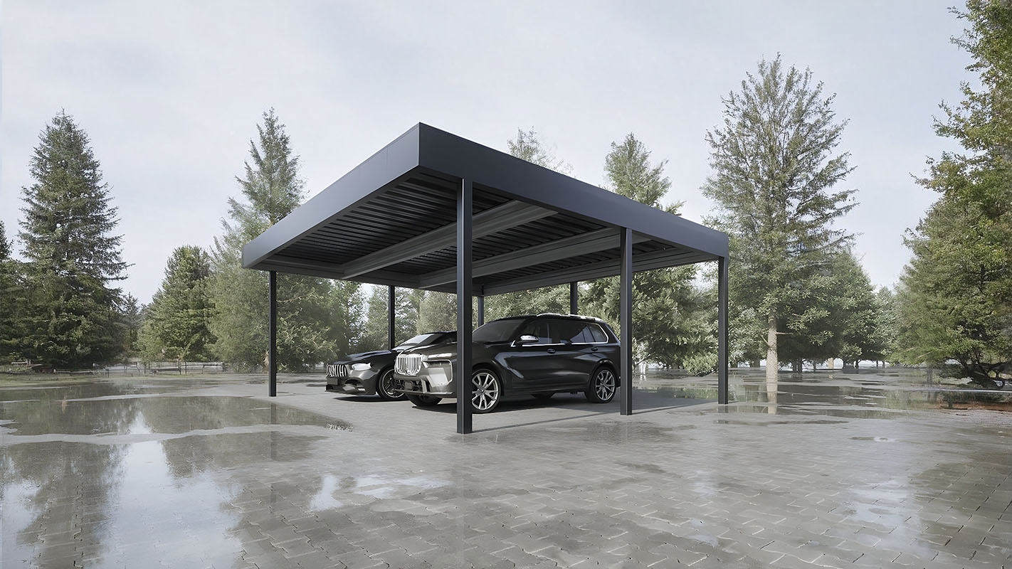 Современный автонавес с крышей из поликарбоната