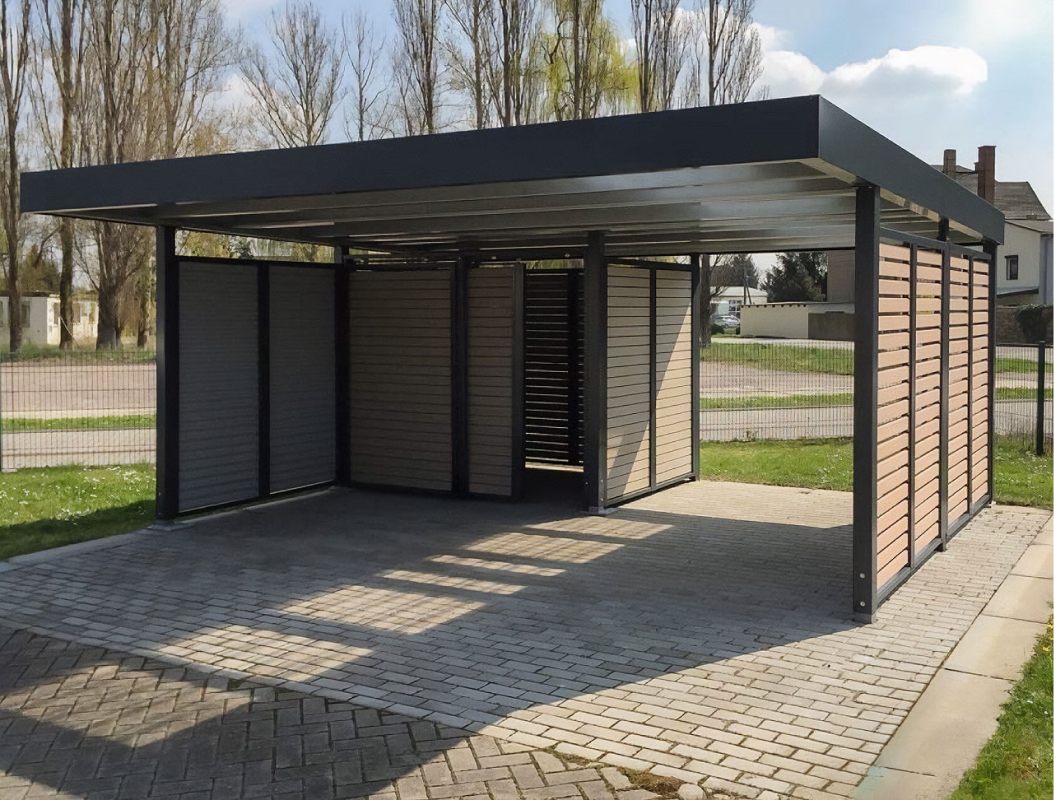 Современный автонавес с крышей из поликарбоната